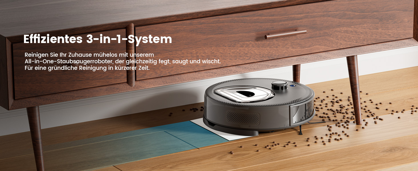 Робот-пилосос LEFANT M330 з функцією миття, 5000Pa, лазерна навігація, PSD-технологія, APP, 160 хв, для тварин, килимів, твердих підлог, сірий