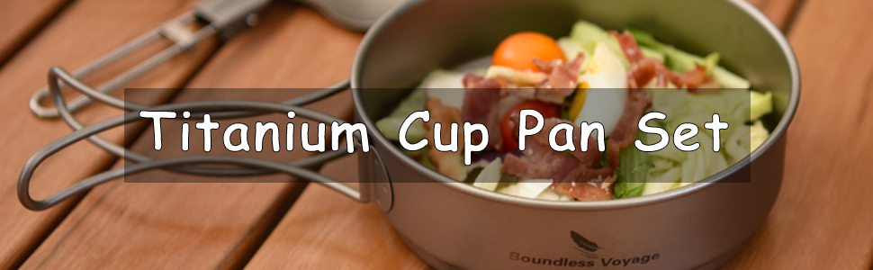 Набір посуду iBasingo Titan Becher Pfannen Set: 1100мл та 300мл для кемпінгу, туризму та пікніків. Легкий та компактний посуд з нержавіючої сталі з ручками-складанням. Набір для однієї людини Ti2053C
