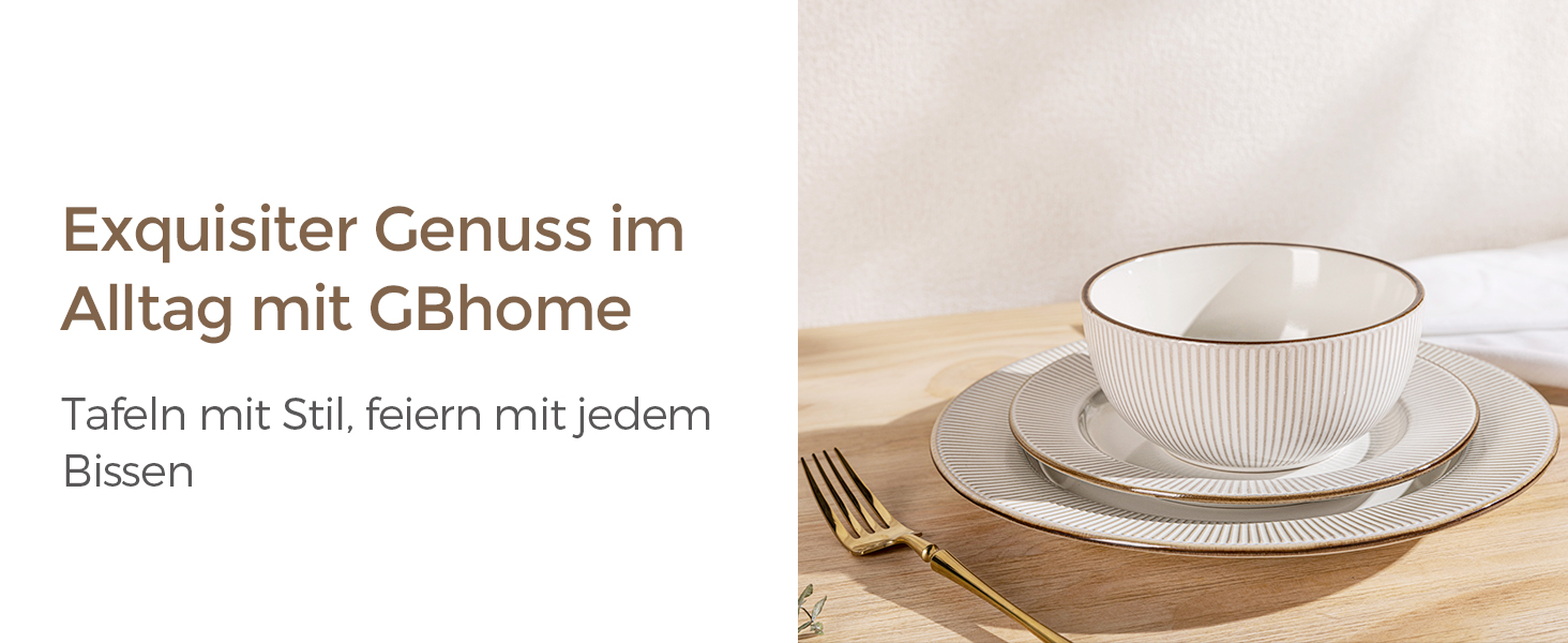 Набір посуду GBhome на 6 осіб, 18 предметів, ручної роботи, кераміка, дизайн 'Діамант', сумісний з мікрохвильовою піччю та посудомийною машиною