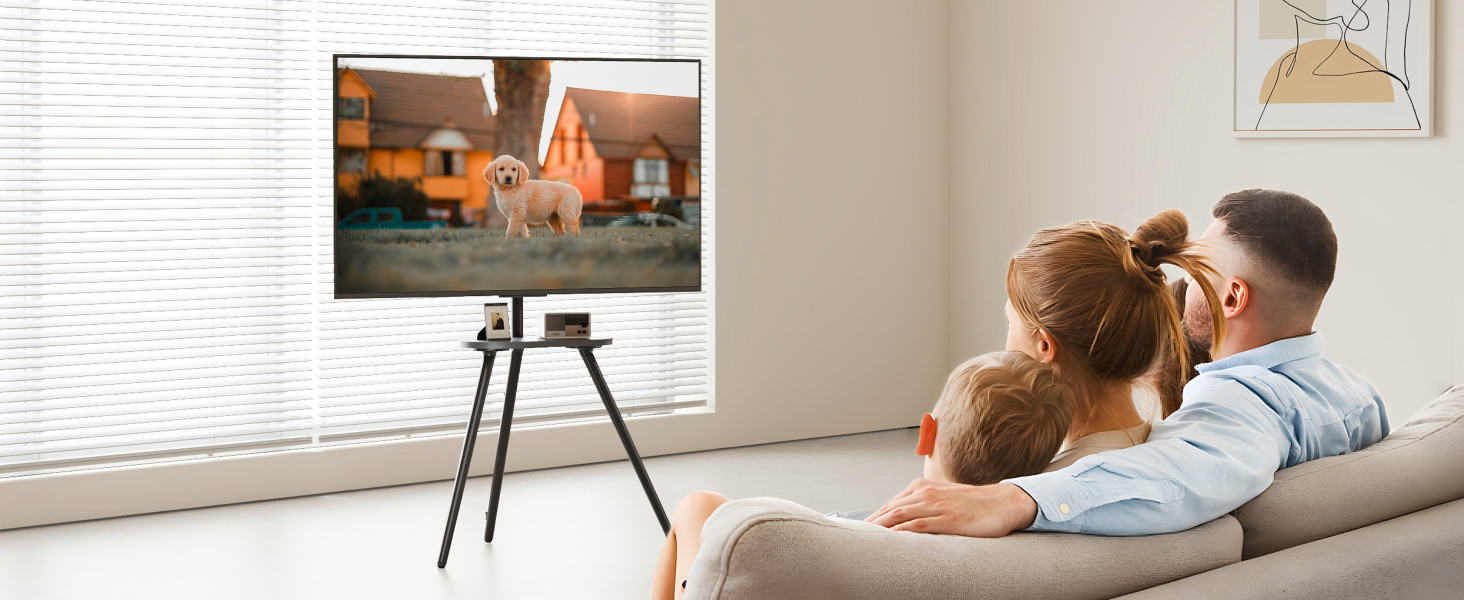 Підставка для телевізора 43-65 дюймів (LCD, LED, OLED) до 35 кг, регульована по висоті та поворотна, дерев'яна, з підносом, VESA 400x400 мм, чорний кований метал