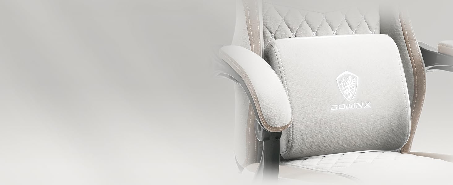 Ігрове крісло Dowinx з тканини, гелевою подушкою та кишеньковим пружинним блоком, ергономічний офісний стілець з підніжкою, масажний ігровий крісло-реклайнер для дорослих, бежевий