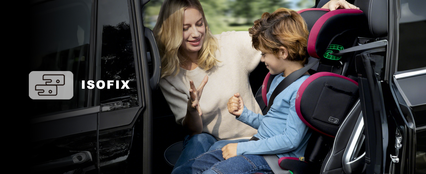 Автокрісло дитяче 15-36 кг з Isofix, i-Size, регульоване, з підстаканником, зелене