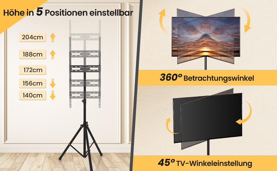 Підставка для телевізора COSTWAY, регульована по висоті, для телевізорів 21-47 дюймів (Plasma/LCD/LED), до 35 кг, чорна