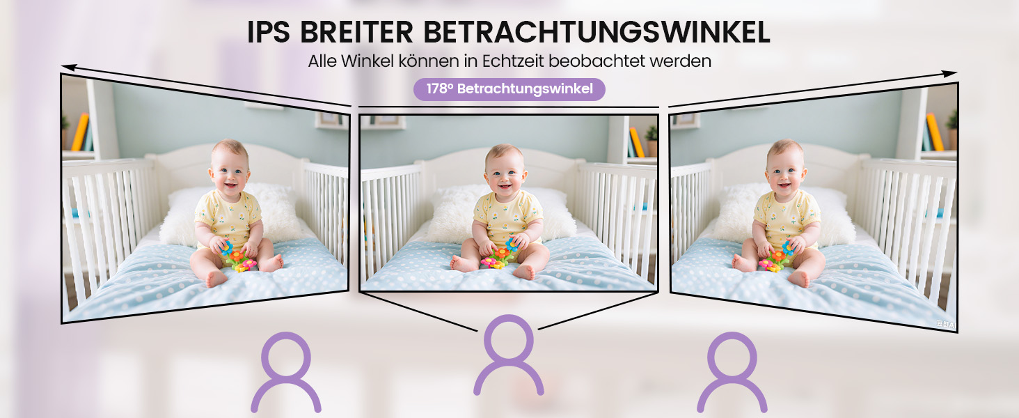 Радіоняня з камерою OBVHNUA 720P IPS: відеоняня без Wi-Fi, акумулятор 2000mAh, нічна зйомка, датчик температури, двосторонній зв'язок, колискові, режим VOX, екран 2.8