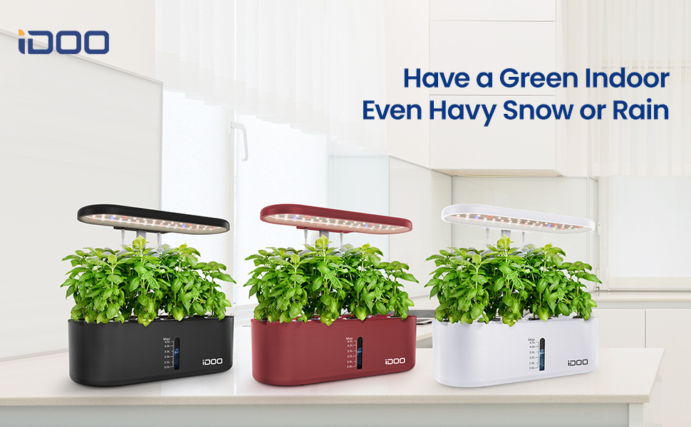 iDOO Система гідропоніки Smart Garden: 10 касет, таймер, LED лампа, вентилятор, регульована висота, для вирощування зелені