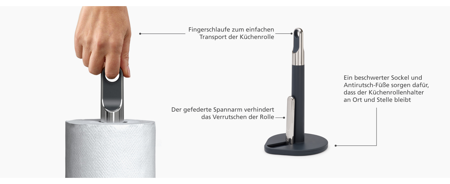 Кухонний тримач для рулонів Joseph Joseph Hold Graphite з федер-механізмом
