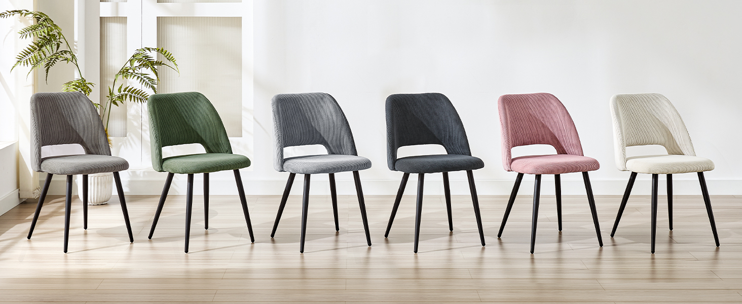 Набір обідніх стільців, кухонний стілець з тканини Cord, м'які стільці для обідньої кімнати, кухні, вітальні та спальні (Коричневий, 6)