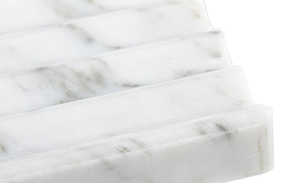 Мильниця Koville Luxury Marble - елегантна мильниця зі зливним отвором (Bianco Carrara)