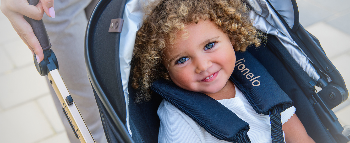 Дитячий візок Lionelo Amber 2 в 1 (Black Onyx) - універсальний, з люлькою та прогулянковим блоком, в комплекті сумка, москітна сітка, дощовик