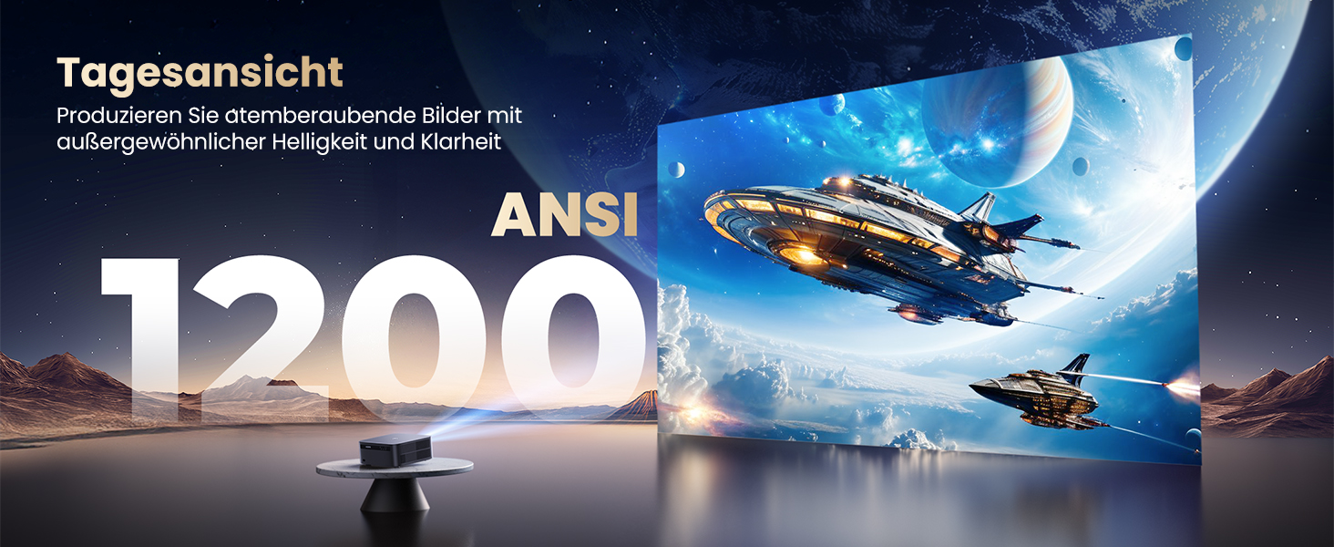 Beamer 4K для дому з Google TV, 1200 ANSI, Netflix, FHD 1080p, автофокус, корекція трапеції, 20W, WiFi6, Bluetooth, для вулиці, чорний