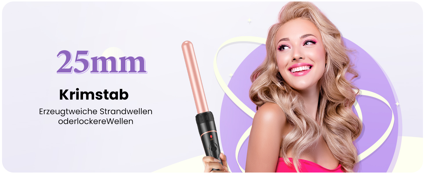 BESTOPE PRO Набір для завивки волосся 5-в-1 – 3 керамічні насадки для великих локонів та хвиль – швидкий нагрів, 2 температурні режими, локонові щипці з рукавичкою та 2 зажимами, антифrizz, подвійне напруження, рожеве золото