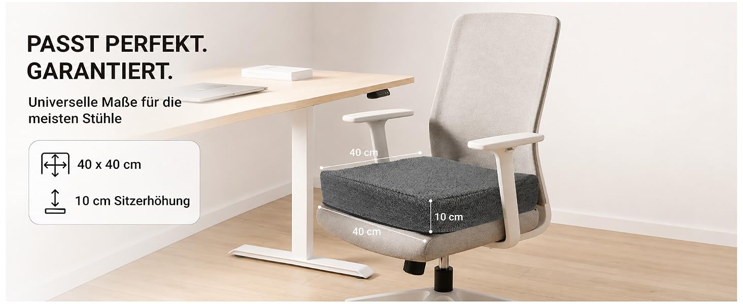 Ортопедична подушка для сидіння з Memory Foam 40x40 см Anthrazit - для офісного крісла, авто, візка. Нековзка, знімний чохол