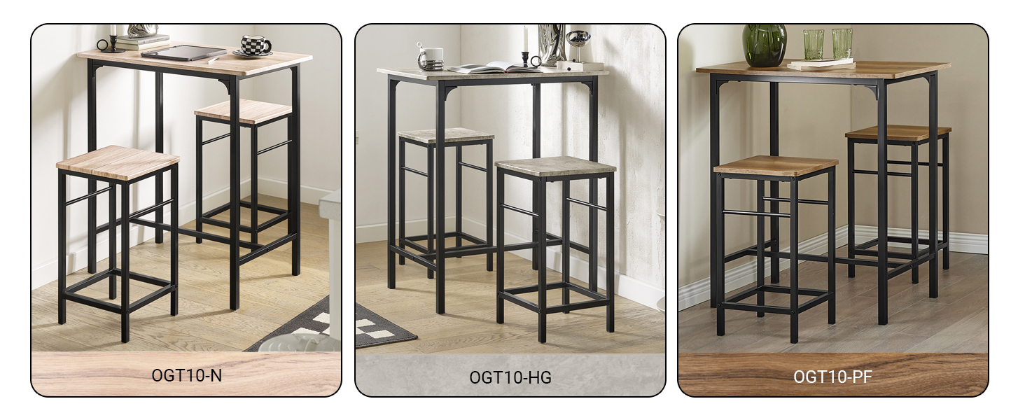 Набір обіднього столу SoBuy (3 шт.) – обідній стіл з 2 стільцями, компактний кухонний набір для вітальні, балкону, саду – компактний та сучасний для невеликих приміщень, 80x50 см, сірий