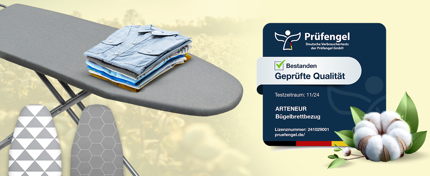 Накладка на прасувальне дошка Bügelbrettbezug 120x40 | Відбиваюча тепло | Гумка | OEKOTEX100 | 5 розмірів | Пом'якшення | Накладка на прасувальне дошка для парових прасок | Прасувальний стіл M Silber Silber M