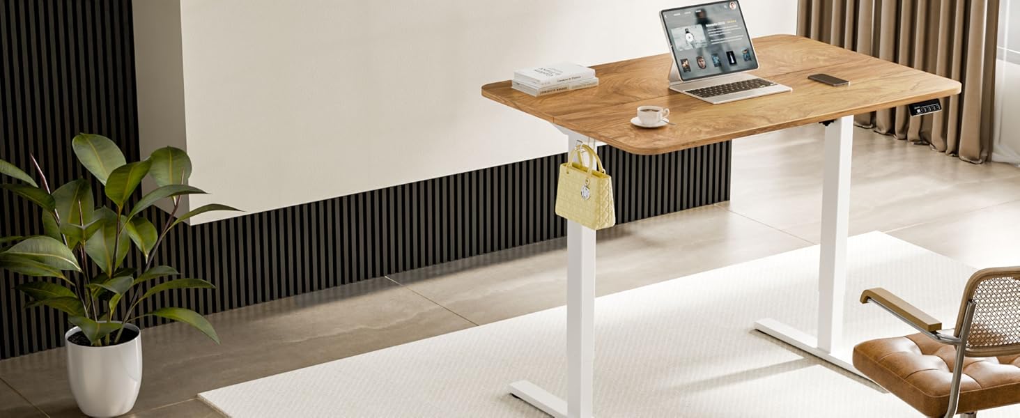 Електричний регульований стіл Ergomaker з пам'яттю та плавним запуском/зупинкою, телескопічний, одномоторний, білий