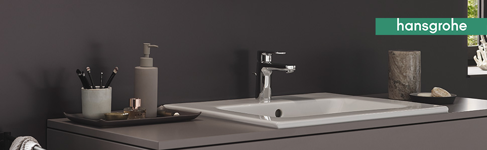 Змішувач для ванної кімнати Hansgrohe Vernis Blend з подовженим виливом 100 мм та системою зняття кришки, економічний (EcoSmart), хром