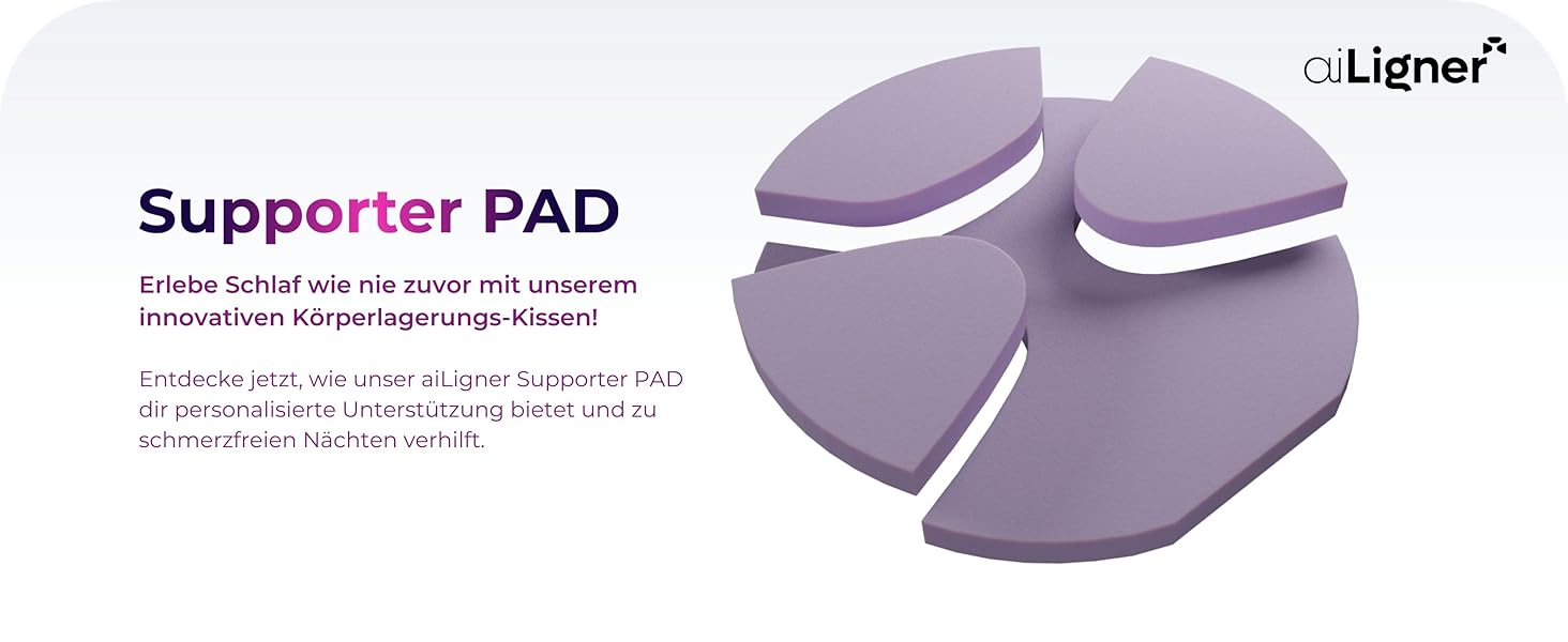 Подушка для сну aiLigner Supporter PAD з ортопедичною піною Memory Foam: підтримка в будь-якій позі, консультація та здоровий сон