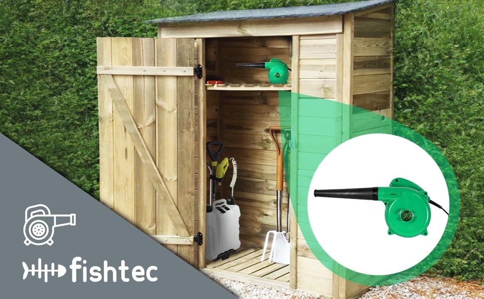 Електричний міні-листозбір Fishtec з функцією пилососа та мішком для збору листя - 500 Вт, 180 см, зелений