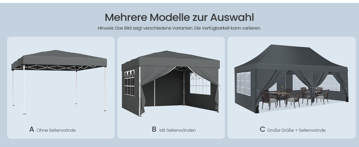 Павільйон SONGMICS 3x3 м, садовий, для відпочинку та заходів, з 4 боковинами (темно-сірий)