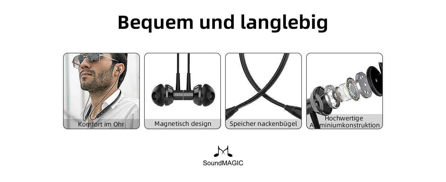 Навушники з шийною дугою Bluetooth SoundMAGIC S20BT, HiFi внутрішньоканальні, мікрофон, Спорт, Long Play, Рожевий