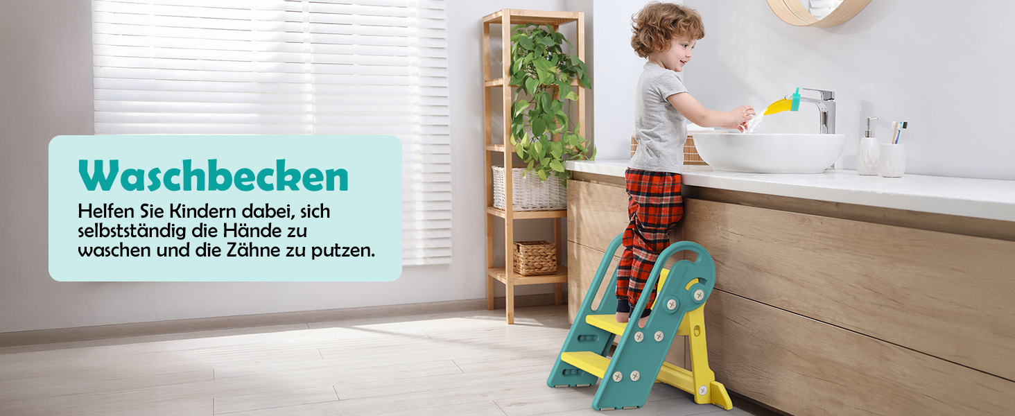 Дитячий підсвічник Onasti Tritthocker Kinder: регульована висота, 3 сходинки, з ручками, складний, анти-кіп та анти-ковзний, для кухні, ванної, раковини та туалету (сірий) сіро-білий (зелений)