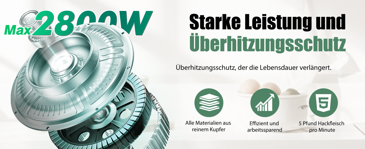 Електрична м'ясоподрібнювач Huanyu 2800W з насадкою для ковбас - багатофункціональна кухонна машина для дому та професійного використання