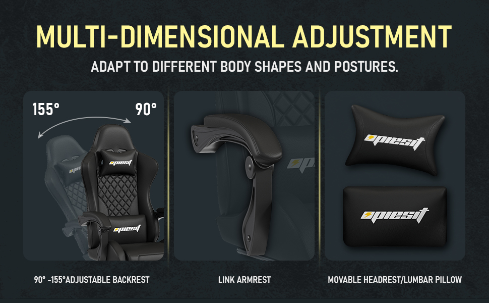 Ігровий крісло з підніжкою, регульованими підлокітниками та підтримкою попереку, ергономічне крісло для офісу з високою спинкою для дорослих, велике та високе крісло для робочого столу (Коричневий)