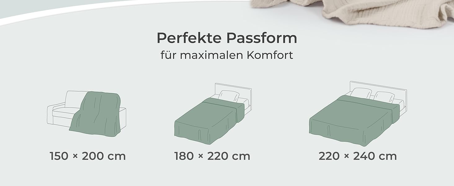 Плед LAYNENBURG Premium з мусліну, 150x200 см, 100% бавовна. Легкий літній плед, ковдра, накидка на ліжко/диван (Taupe)