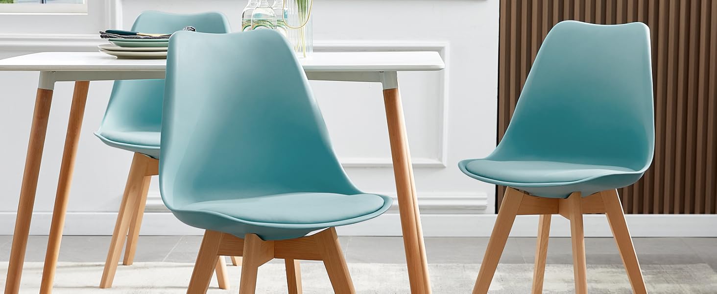 Набір з 4-х стільців EGGREE для їдальні в скандинавському стилі, зелений колір, масивна букова нога, сертифікований SGS