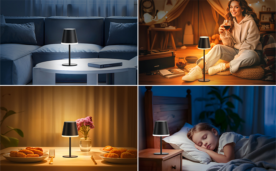 LED-лампа NIBSHOOM настільна бездротова диммерна, 5200mAh, IP54, RGB, регулювання висоти, 3 колірні температури (2 шт.)
