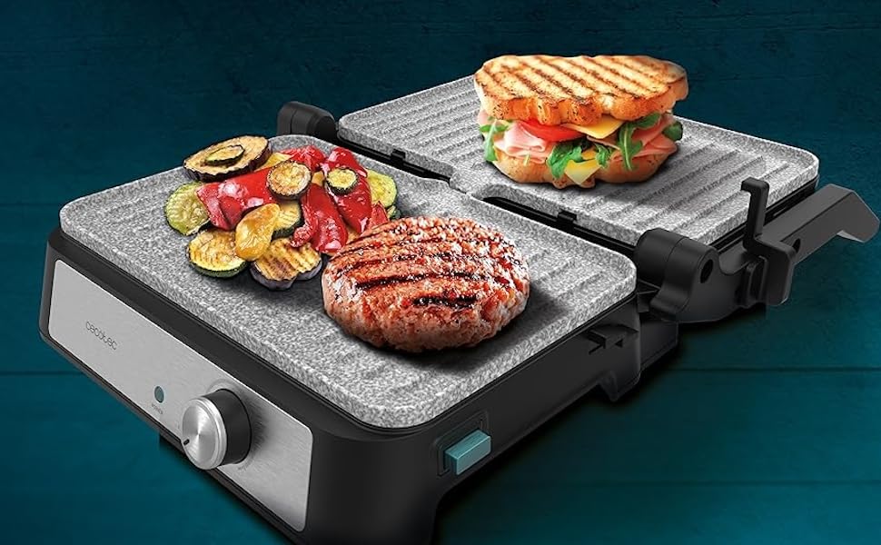 Електричний гриль Cecotec Rock'nGrill 1500 Stone Ceramic Mix з керамічним покриттям та знімними каменями, 1500 Вт