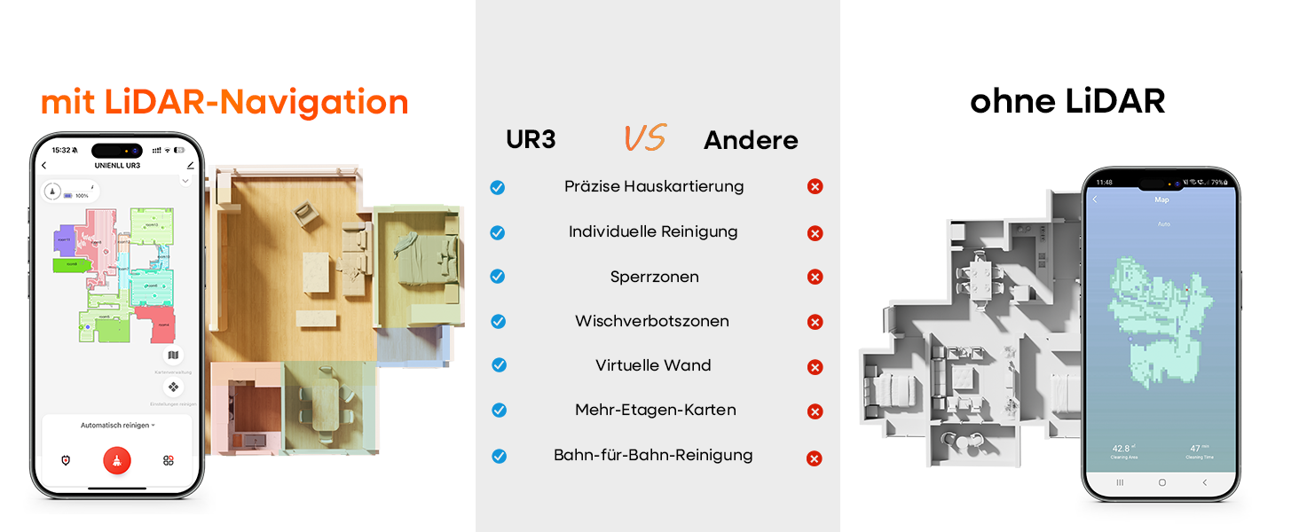 Робот-пилосос з функцією миття 5000Pa, потужний робот-пилосос з базою для самостійного очищення 3.5L, час роботи до 180 хвилин, навігація LiDAR, для збору шерсті тварин та прибирання килимів, керування через додаток, чорний