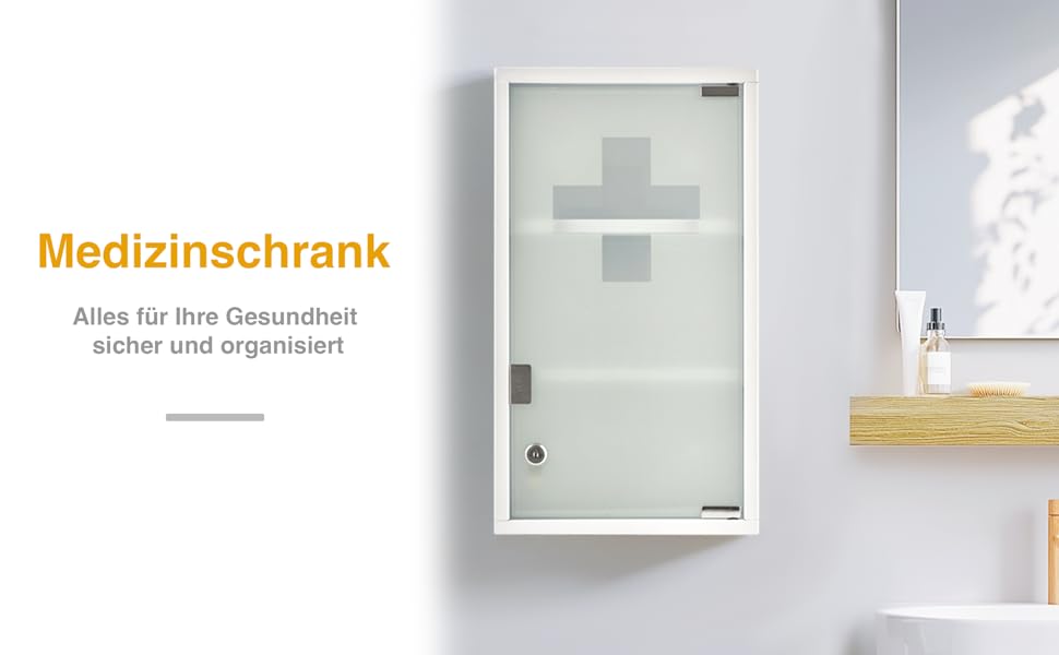 Медичний шафчик Zedelmaier з нержавіючої сталі, 4 відділення, з ключем, для зберігання ліків, білий (57 x 27 x 12 см)