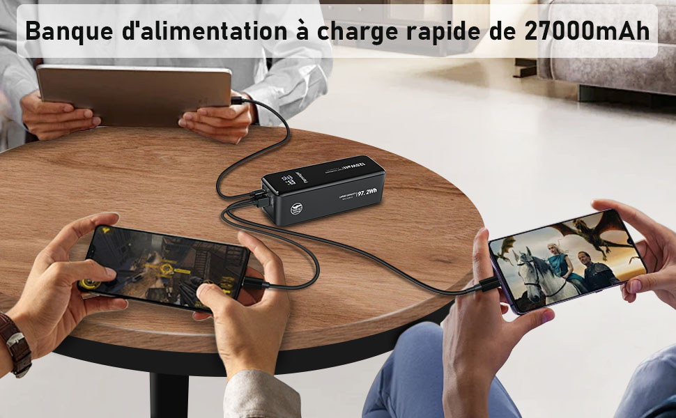 Портативний зарядний пристрій Powerbank Klein Aber Stark 120W, 27000 mAh з LCD дисплеєм для смартфонів, планшетів та ноутбуків