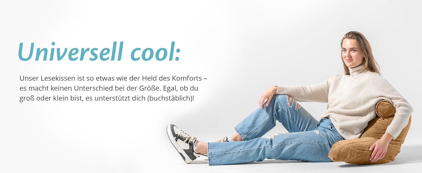 Подушка для читання Ella Lesekissen для ліжка та дивану з знімною подушкою для шиї - спинна подушка для ліжка. Подушка для читання з піною з пам'яті з підлокітниками, ідеально підходить для читання, перегляду телевізора, відпочинку або як спинна підтримка (колір: коричневий)