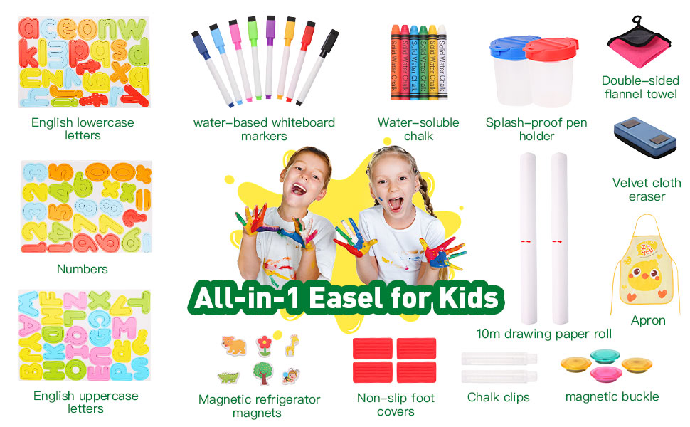 Дерев'яна іграшкова дошка Kinder: двостороння мольберт-дошка з аксесуарами для малювання, для дітей 3-12 років