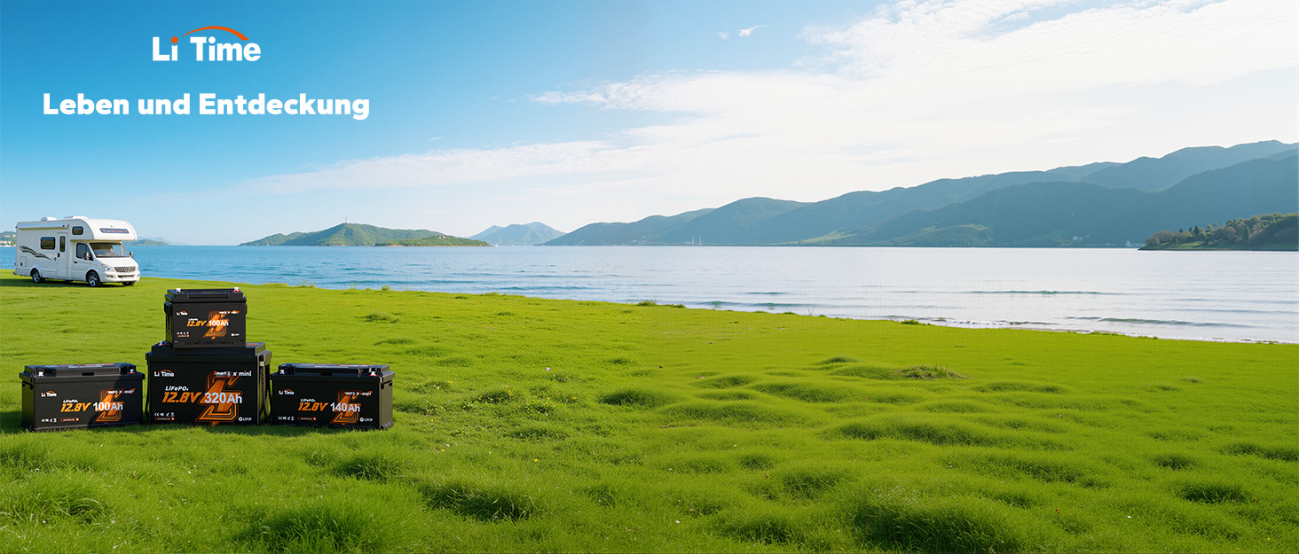 LiFePO4 акумулятор LiTime 12V 100Ah H190 з Bluetooth для кемпінгу та будинків на колесах, літієва батарея