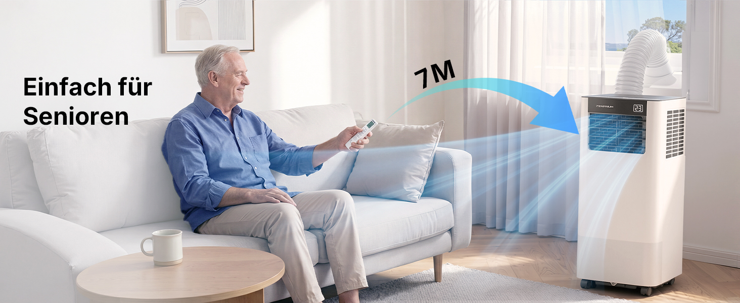 Мобільний кондиціонер 9000 BTU 2.6 кВт з шлангом + APP-керування | 3-в-1 для кімнат до 25 м²