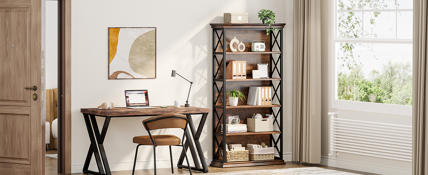 Стіл обідній Tribesigns 80x80 см, для 4 осіб, промисловий стиль, коричневий