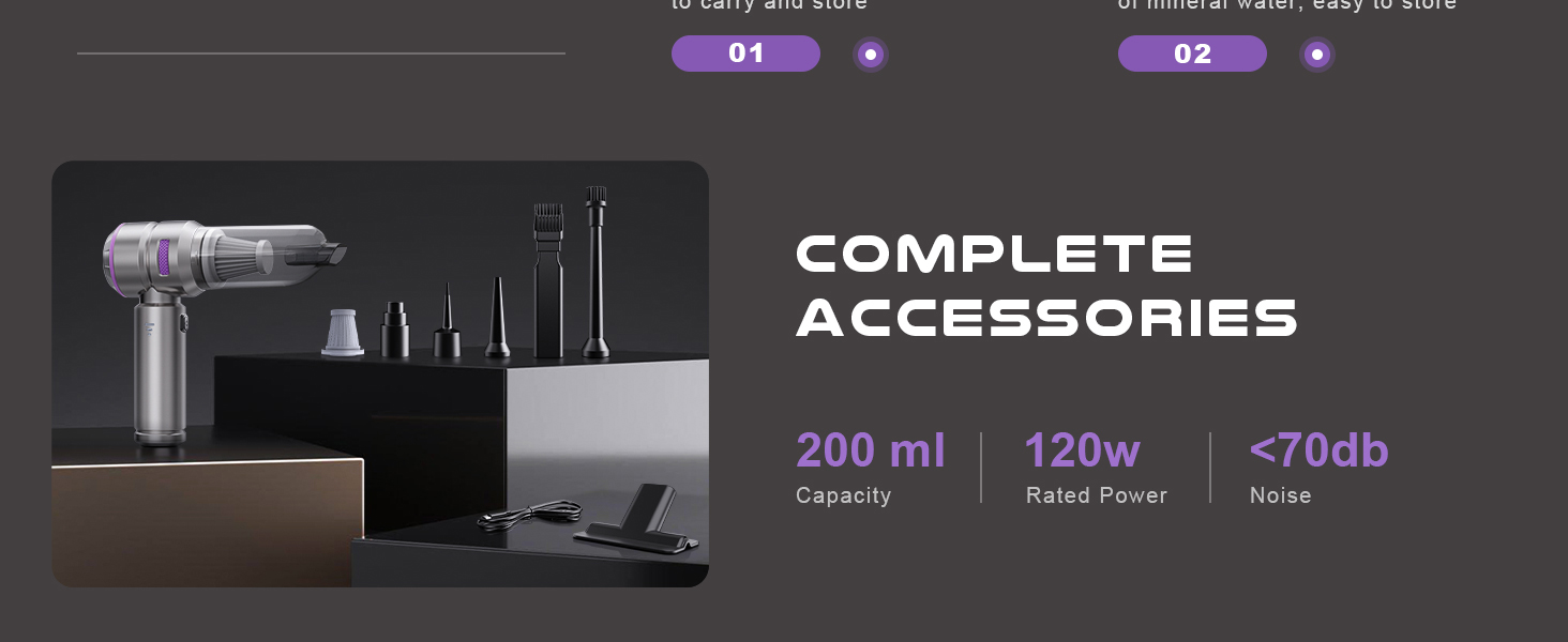 Акумуляторний ручний пилосос KITBEZN 4-в-1 для авто та дому, бездротовий пилосос із безщітковим двигуном для прибирання шерсті тварин та диванів, сріблястий