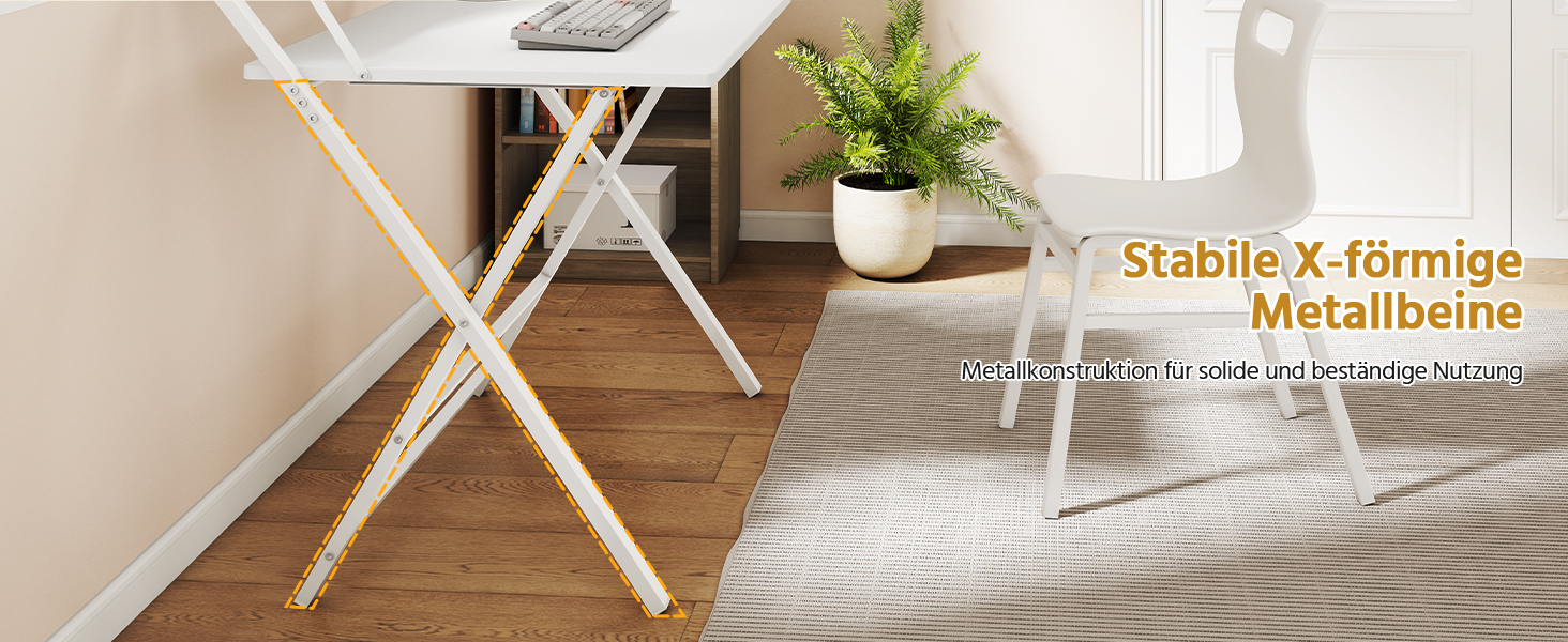 Складний стіл Yaheetech 80 см для комп'ютера з полицею, двоступінчастий робочий стіл з підставкою для монітора, стіл для ноутбука для дому/невеликих кімнат/вітальні, білий, 80 см x 50 см, 86.5x60.5x90 см