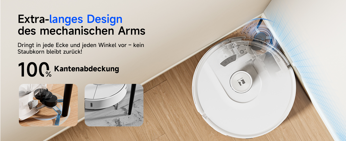 Робот-пилосос Redkey R11 з функцією миття, 20000Pa, док-станція 4L, захист від намотування волосся, LiDAR навігація, керування через додаток, для килимів та шерсті тварин