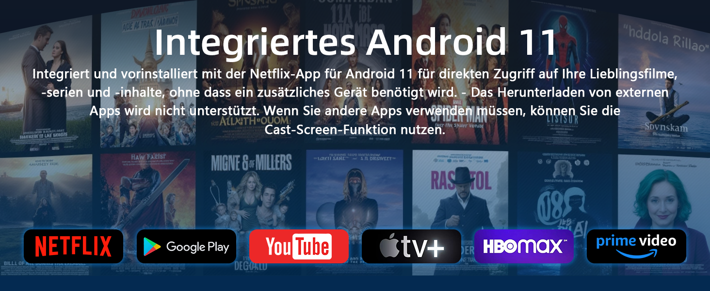 Портативний міні проєктор 4K з Wi-Fi 2.4/5G, Android 11, Full HD 1080P, HDMI, динамік (HY300Pro+)