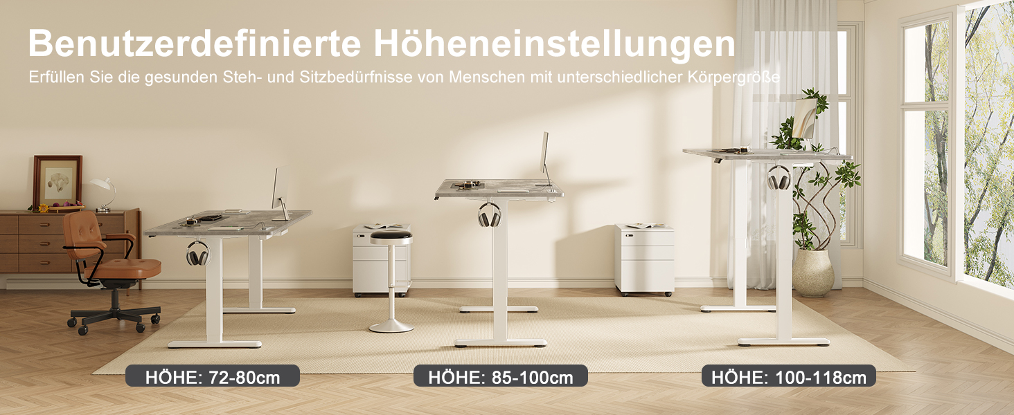 DEVOKO Стол для роботи з регулюванням висоти 140 x 70 см з розеткою, бездротовою зарядкою та USB – Електричний стіл для комп'ютера з функцією пам'яті та кабельною організацією – Ідеально для геймінгу та офісу, сірий 140 x 70 см