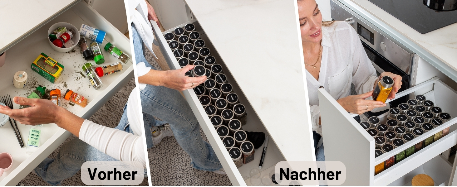 Набір скляних банок для спецій Deco haus® (24 шт.) з етикетками та ситами - органайзер для спецій