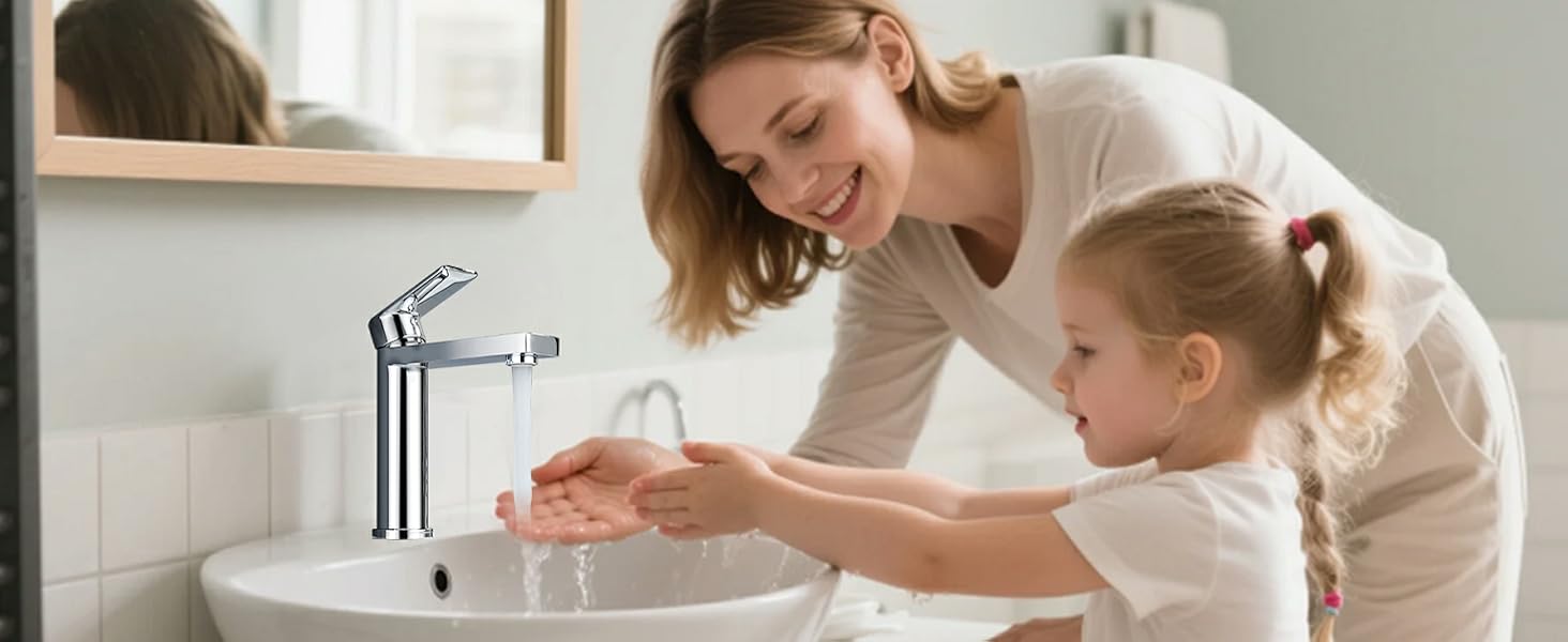 Змішувач для умивальника Decaura, хром, нержавіюча сталь, однорідний, висота виливу 250 мм, для накладних умивальників