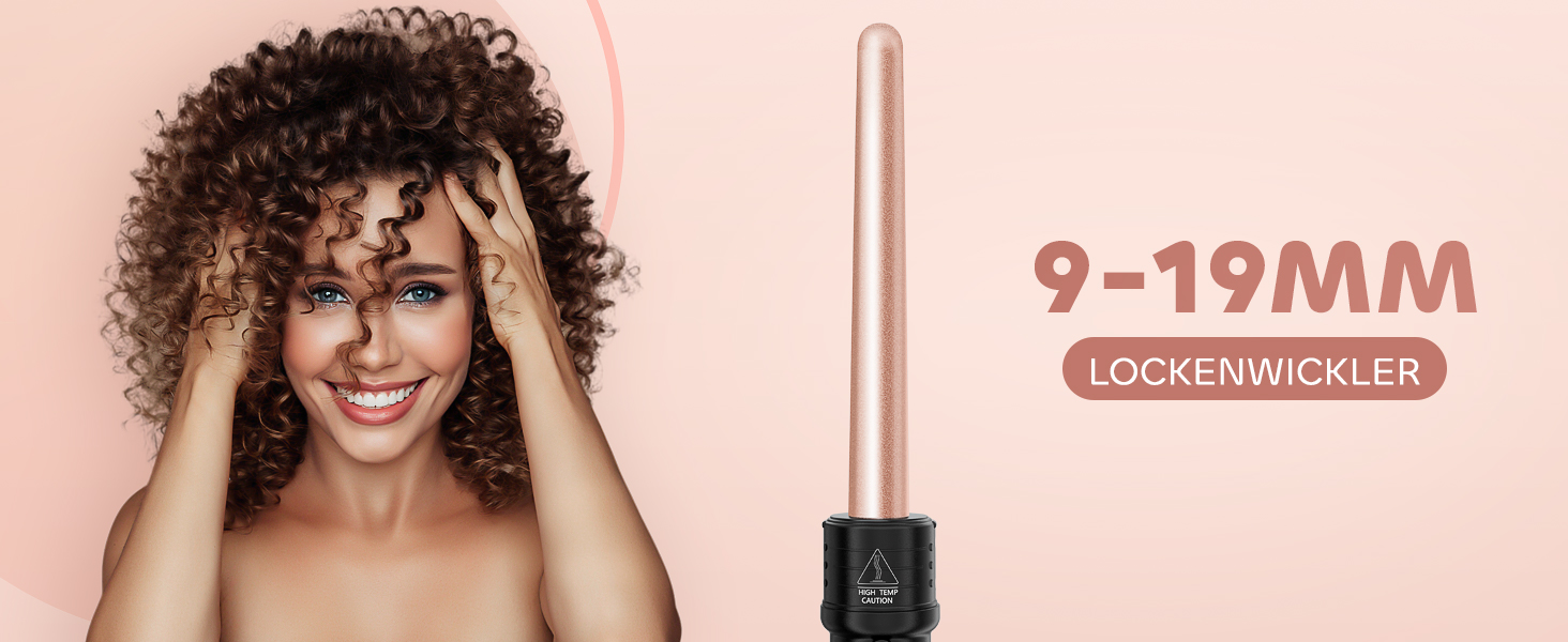 Локкенштаб NWOUIIAY 6 в 1 з LCD-дисплеєм, керамічним покриттям, набір для створення локонів, багатофункціональне змінне насадки, для великих та маленьких локонів, з рукавичками, регулювання температури (колір шампань)