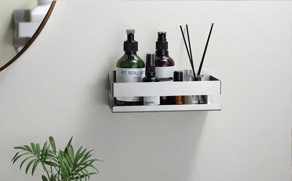 Підставка для душу без свердління - Дзеркальний кошик для ванної кімнати. Полиця для шампуню та гелю для душу, кухонна полиця без свердління. Нержавіюча сталь, економія місця