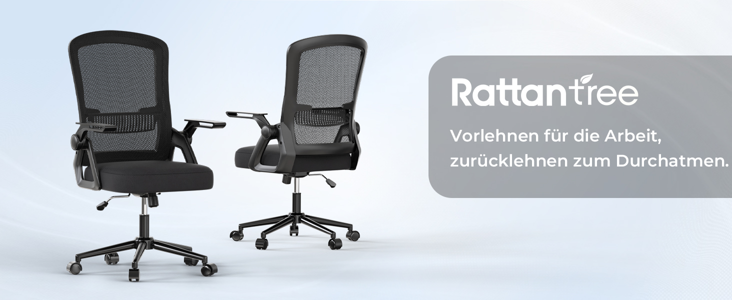 Ергономічний офісний стілець rattantree для дому та офісу, чорний (без підголівника)
