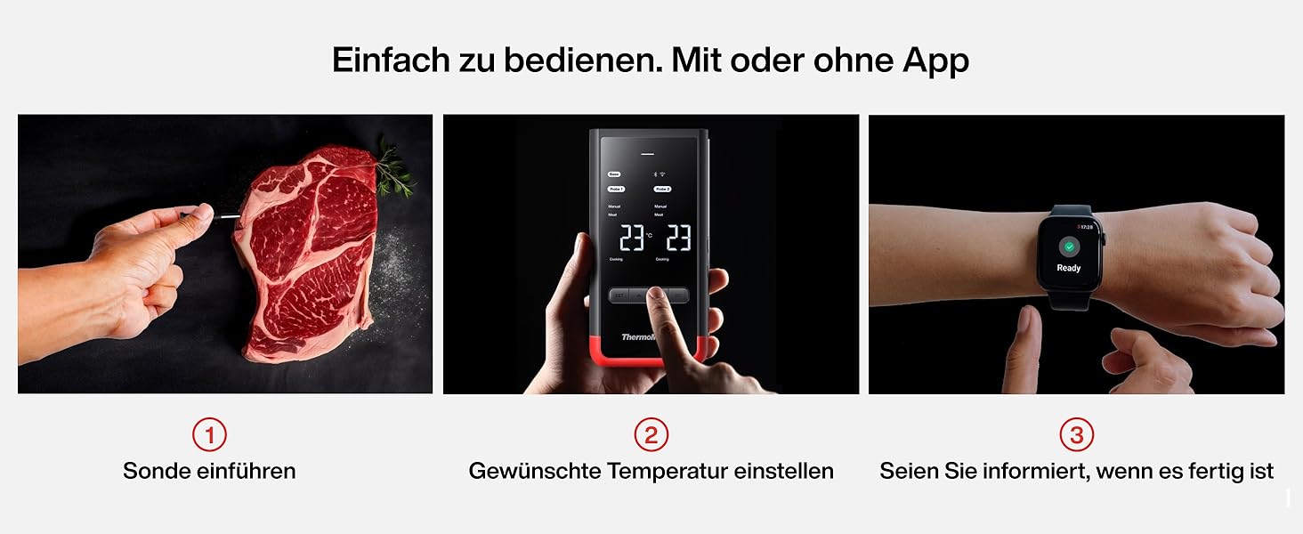 ThermoMaven P2 Розумний термометр для м'яса бездротовий – Bluetooth 5.3, 2 зонди, 6 сенсорів, Wi-Fi моніторинг, IPX8 водонепроникність, для гриля, духовки, кухні, фритюрниці